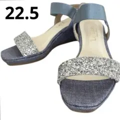 【専用】ルタロン デニム グリッター ラメ ウェッジソール サンダル 22.5