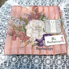 新品Burberrysバーバリー シルク＆コットン 大判ハンカチ花柄スカーフ