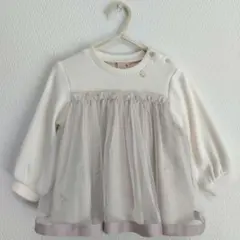 【petit main】 80cm 長袖フリルトップス