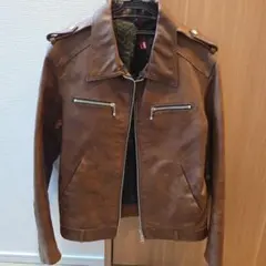 ブラウンレザーライダースジャケット