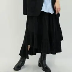 uenui ロングスカート　asymmetry skirt black