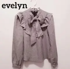 【evelyn】千鳥柄フリルボウタイリボンブラウス 長袖