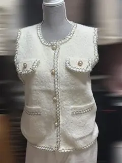 ホワイトベスト ポケット付き