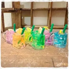 ミニチュア　カラフルソーダ　6こセットꕤ*.゜
