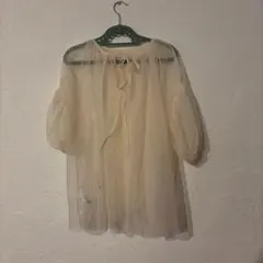 シースルー バルーンスリーブ トップス　シアー