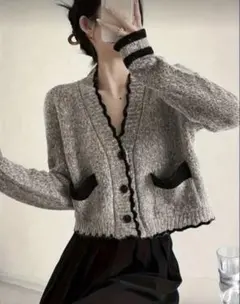 shein グレー ニットカーディガン