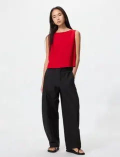 UNIQLO ジャージーバレルレッグパンツ ネイビー