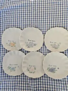 ケーキ皿　6枚セット　花ことば 6種類の花の絵柄の皿