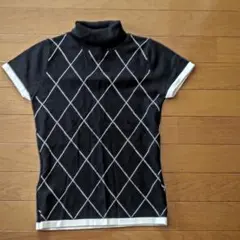 INGNI❇️イング❇️サマーセーター❇️黒地にダイヤ柄❇️半袖 上品 会社