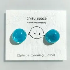 《ターコイズブルー》マーブルキャンディの一粒ピアス/イヤリング