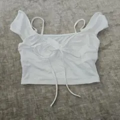 値下げ　ホワイト クロップドトップ Sサイズ