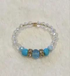 スイスブルートパーズ×スリーピングビューティーターコイズ リング 14号 天然石