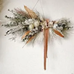 横長　スワッグ ドライフラワー　バースデーフォト　ナチュラル