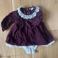 petit main ワインレッドロンパース 80