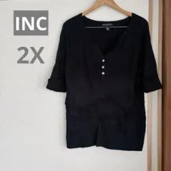 一点もの✨海外古着【INC 】ブラックニット2Xサイズ　人気シンプル　トップス
