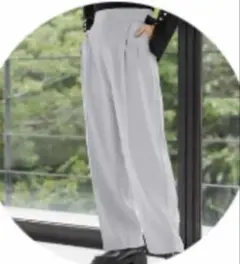 misty woman 美シルエット　タックパンツ ブルーグレー