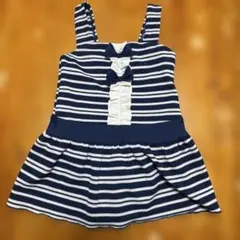 ワンピース水着 110cm ネイビー　リボン
