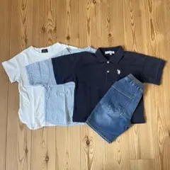 プティマイン　ブリーズ　ポロ　半袖　Tシャツ　ハーフパンツ　白　ネイビー　水色