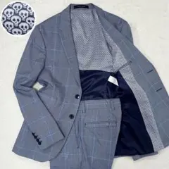 美品✨ZARA MAN スーツ セットアップ チェック スカル ドクロ総柄 ザラ