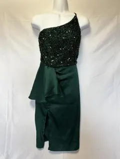 [SHEIN]ワンショルダー スパンコール ミニドレス グリーン