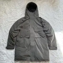 【美品】プラスフェニックス オリーブグリーン フード付きダウンジャケット L