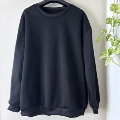 ブラック 裏起毛　クルーネック スウェット　レディース　XL