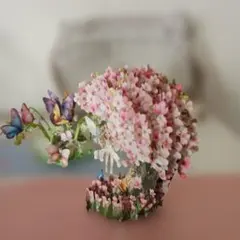 桜と蝶の立体オブジェ・トートバック白