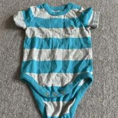 ロンパース 60cm 青とグレーのストライプ