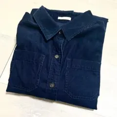 GU ジーユー　コーデュロイ　シャツワンピース　キッズ　140cm ネイビー