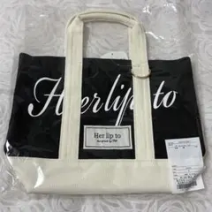 herlipto トート　新宿ルミネ限定　black Herlipto mini tote ルミネ限定トートバッグ Black 黒 - メルカリ