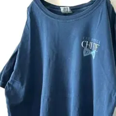 コンフォートカラーズ CHI TIE オメガ リボン Tシャツ L ネイビー古着