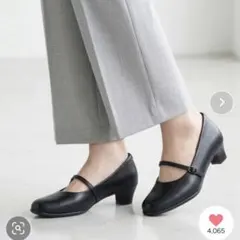 ブラック ストラップ付き パンプス fuwaraku
