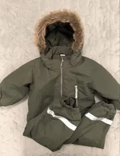 H&M ベビー ジャンプスーツ スノーウェア 80cm カーキ 裏フリース 防寒