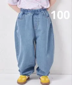 【新品】pairmanon カーブデニムパンツ ライトブルー 100のサムネイル