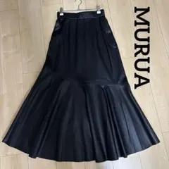MURUA フェイクレザー フレアスカート ブラック Fのサムネイル