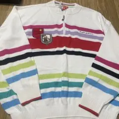 み*り様 アンジェロカラフルストライプ ハーフジップセーター LLのサムネイル