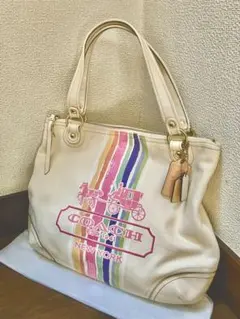 COACH Poppy コーチ ポピー レガシー ストライプ トートバッグ