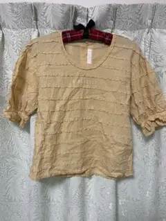 PINKHOUSE ピンクハウス フリル付きイエローチェックトップス ブラウス