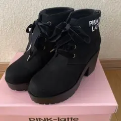 ピンクラテ　ブーツ　厚底　ベロア　Ｓサイズのサムネイル