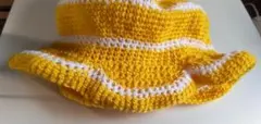 ニットバケットハット ストライプ かぎ針編み帽子