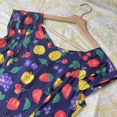 AKR 様専用⭐️レトロ古着　レナウン　フルーツ柄　ワンピース⭐️ヴィンテージ
