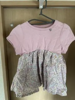 ピンク 花柄 半袖チュニック 90㎝