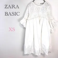 ◆ザラベーシック【XS】フリルブラウス レース チュニックワンピース