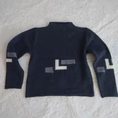 iMAGIN 幾何学模様 長袖ニット ダークグレー 日本製