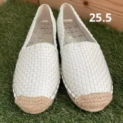 即日発送‼️ アンテプリマ ホワイト フラットシューズ25.5 大きめサイズのサムネイル