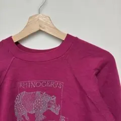 【80s USA製】Hanes アニマルプリント スウェット ピンク M サイ