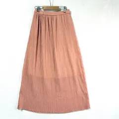 【w closet】プリーツ ロングスカート シフォン ピンク ゆったり Fのサムネイル