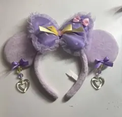ディズニー イヤリング付き カチューシャ 平成 jk ミニー パープル フリル