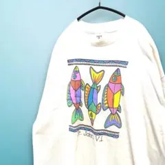 90s USA製 ヴィンテージ アート プリント デザイン Tシャツ