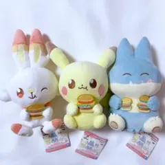 ポケピース おいしいじかん ぬいぐるみ 3点 ピカチュウ ゴンベ ヒバニー